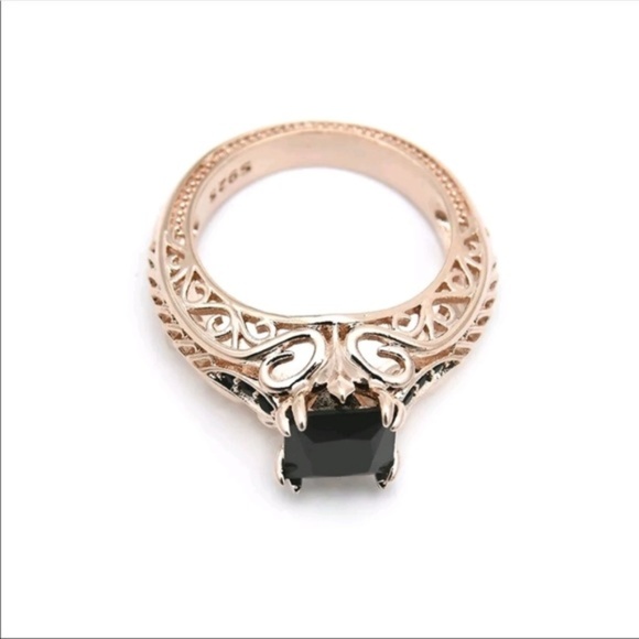 Beautiful Rose Gold Filled Black Sapphire Ring - Picture 3 of 3